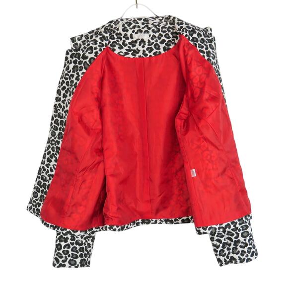 90s Erin London Vintage Jacket Black & White Cheetah Leopard Print Jacket Large - Picture 3 of 8